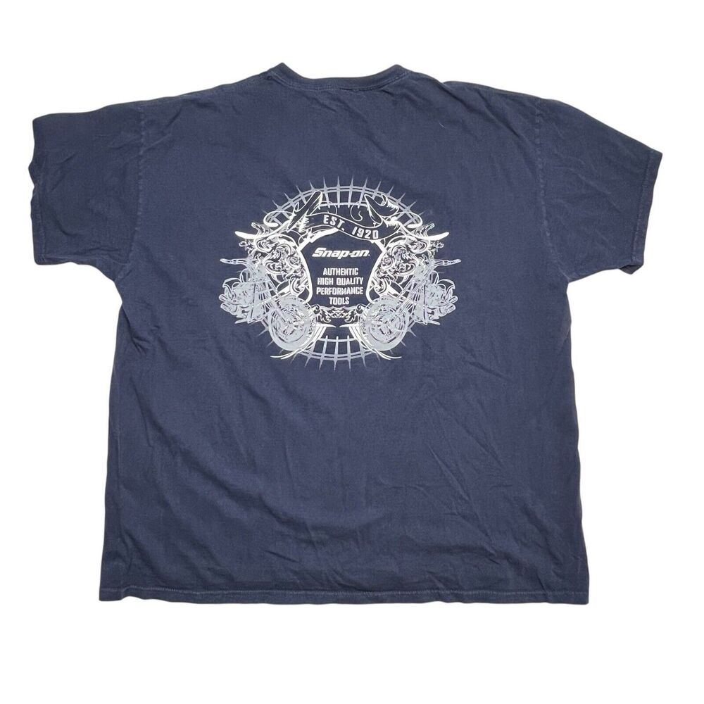 Snap-On Tools XXL Shirt Navy White Gray Logos Motorcycles Authentic High Quality